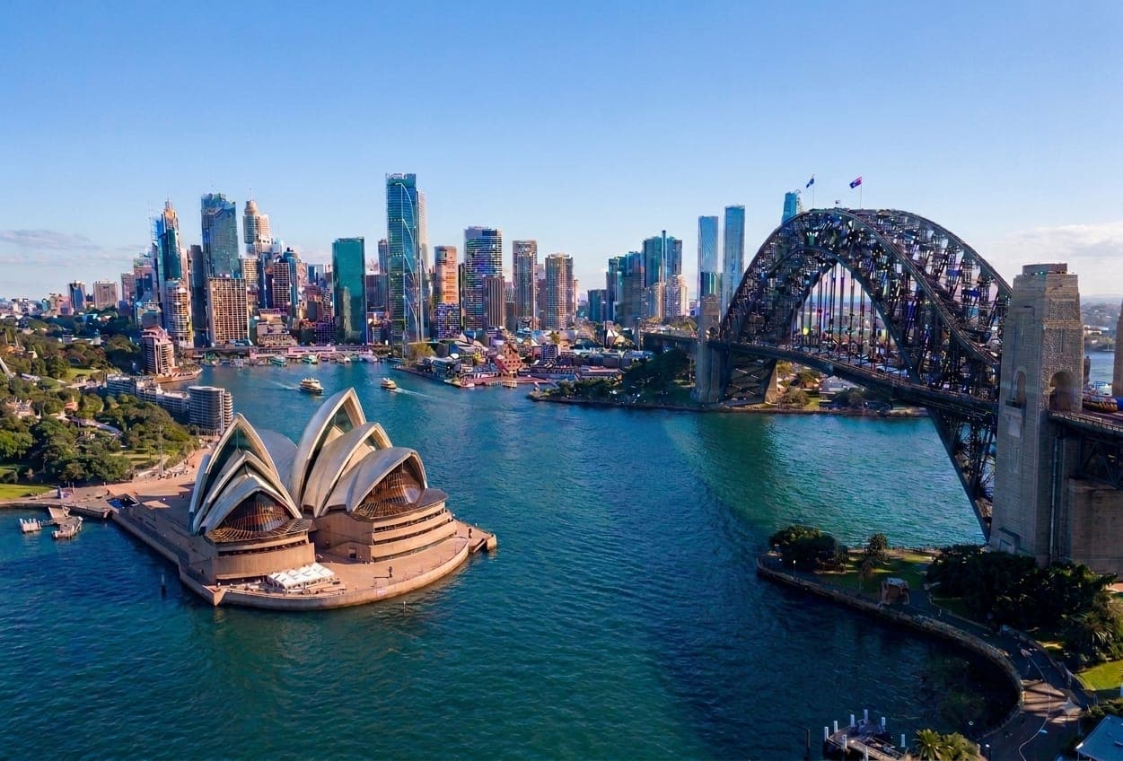 Sydney Harbour Bridge and Opera House across the harbour